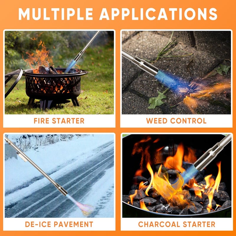 Campfire Weed Burner Propane Torch With Storage Bag,Weed Torch With Turbo Trigger Push Button Igniter For Garden Snow Melting Charcoal Start - Image 4